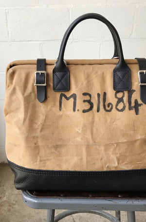 WWII era Salvaged Canvas Carryall