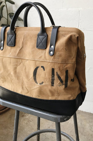 WWII era Salvaged Canvas Carryall