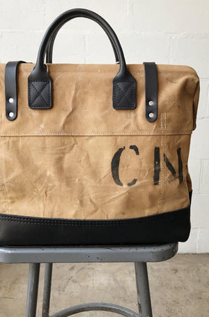 WWII era Salvaged Canvas Carryall