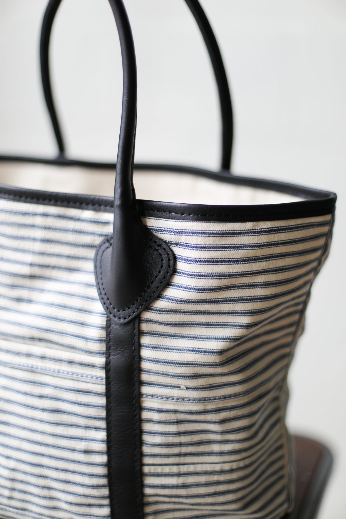 1950's era Salvaged Ticking Tote Bag