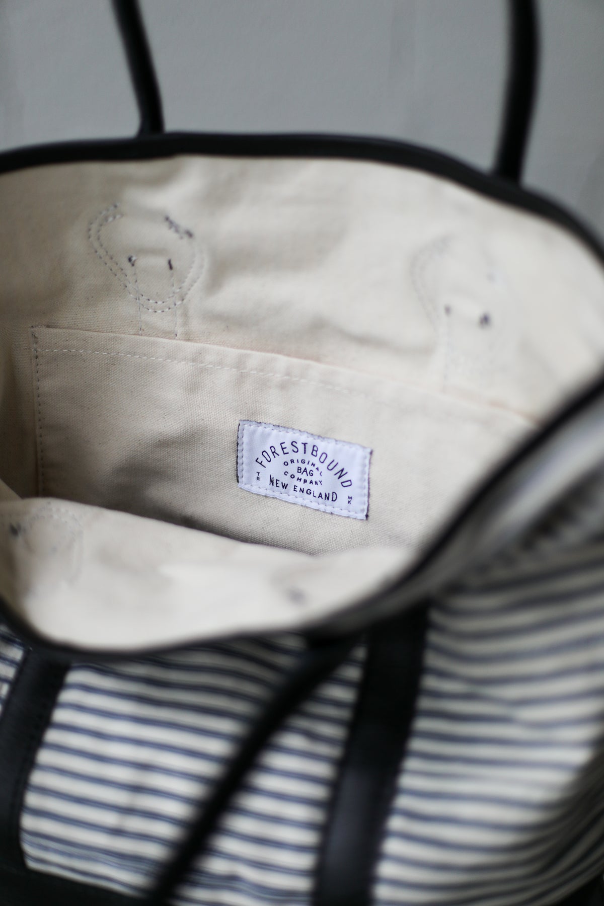 1950's era Salvaged Ticking Tote Bag