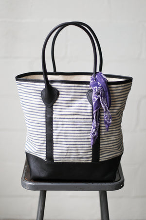 1950's era Salvaged Ticking Tote Bag