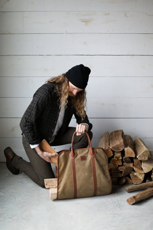 Waxed Canvas Log Carrier - Khaki