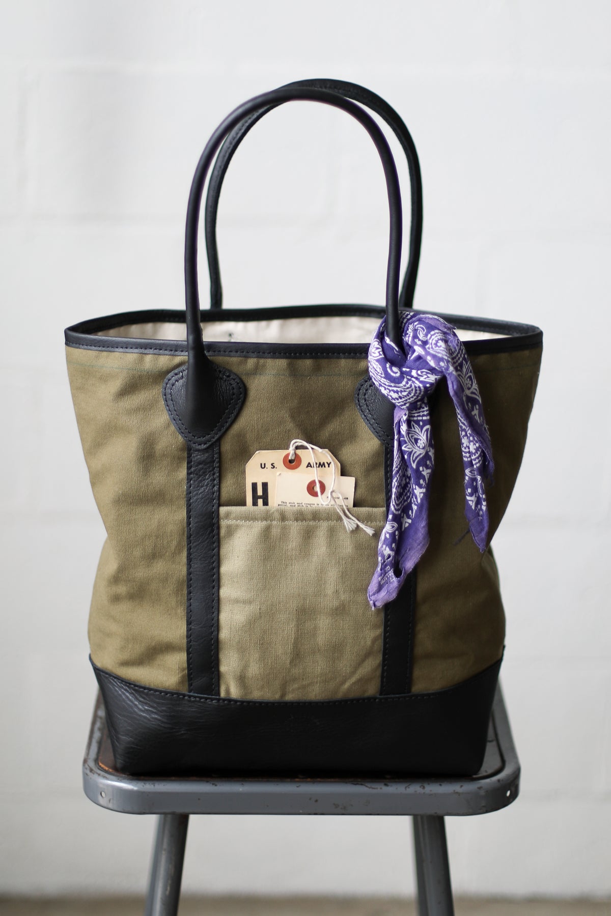 WWII era Salvaged Canvas Tote Bag