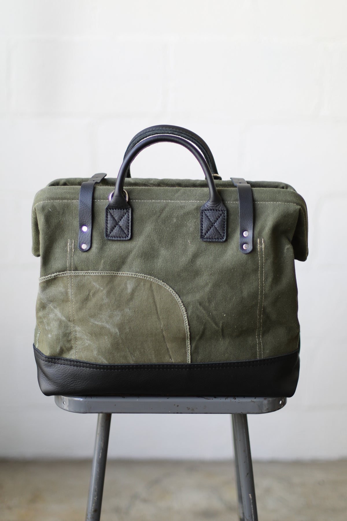 1940's era Salvaged Canvas Carryall