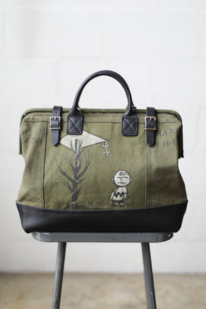 WWII era Salvaged Charlie Brown Canvas Carryall