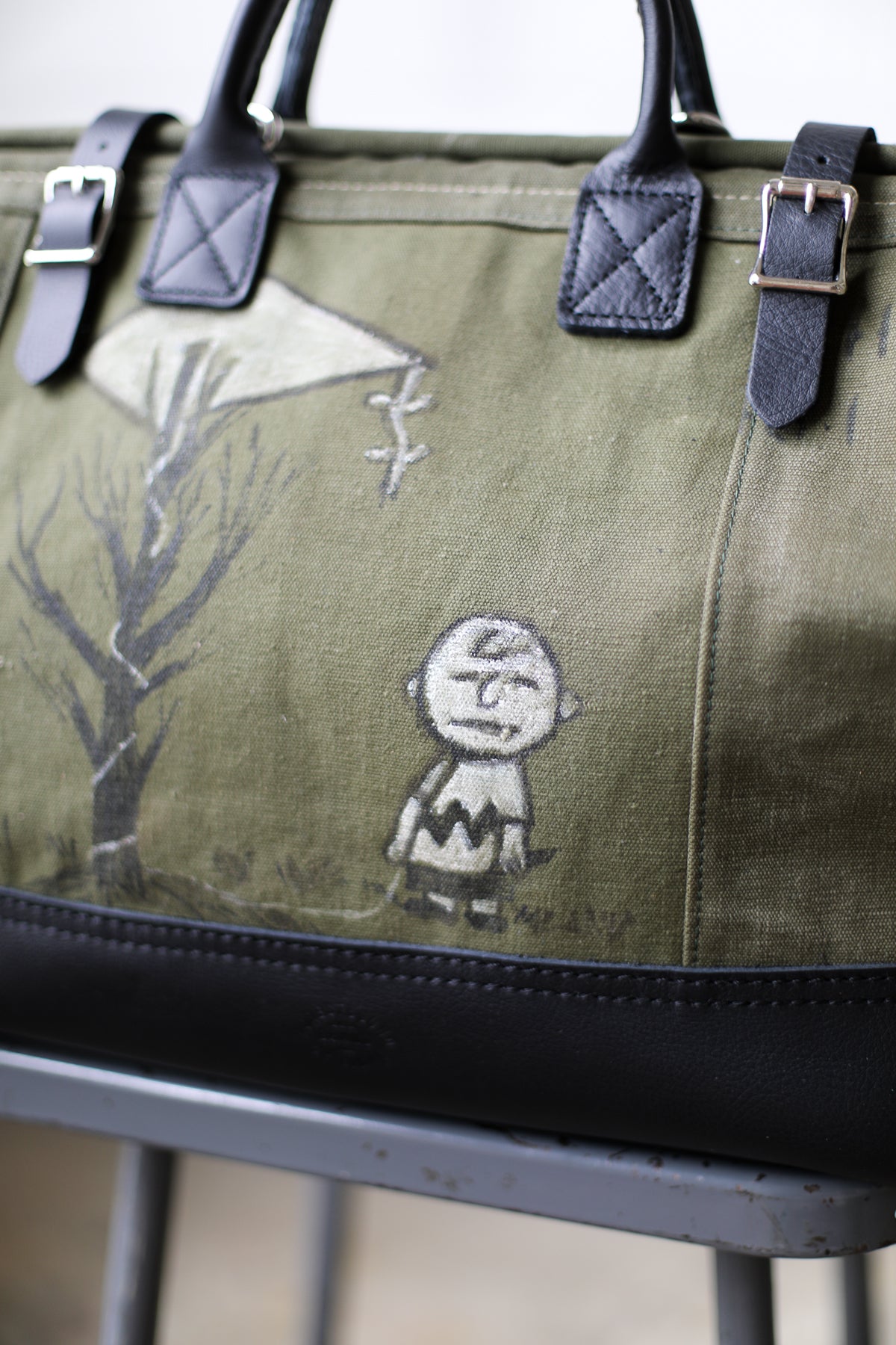 WWII era Salvaged Charlie Brown Canvas Carryall