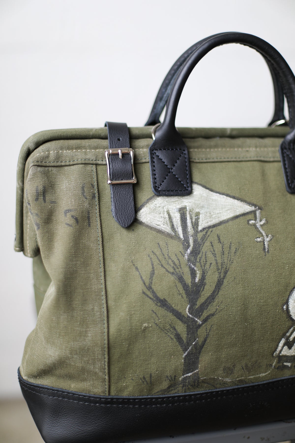 WWII era Salvaged Charlie Brown Canvas Carryall