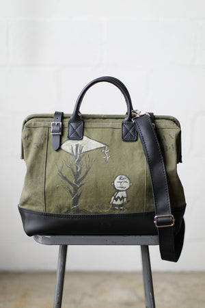 WWII era Salvaged Charlie Brown Canvas Carryall