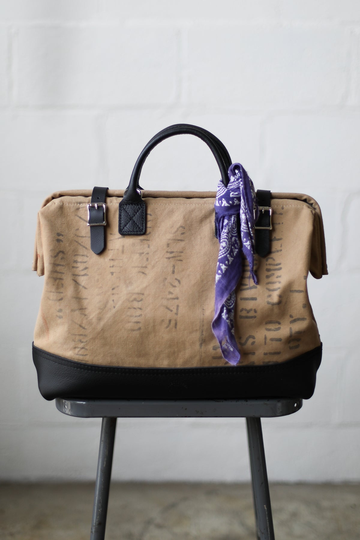 1940's era Salvaged Canvas Carryall