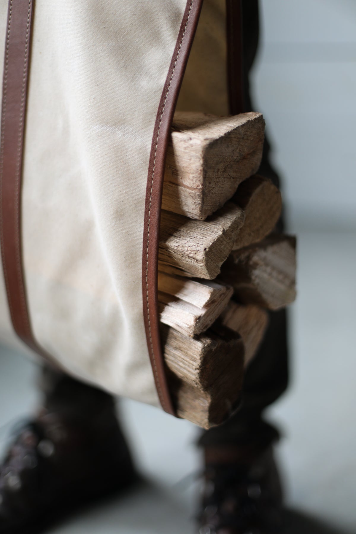 Waxed Canvas Log Carrier - Natural
