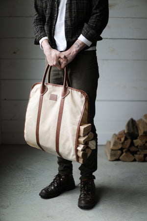 Waxed Canvas Log Carrier - Natural