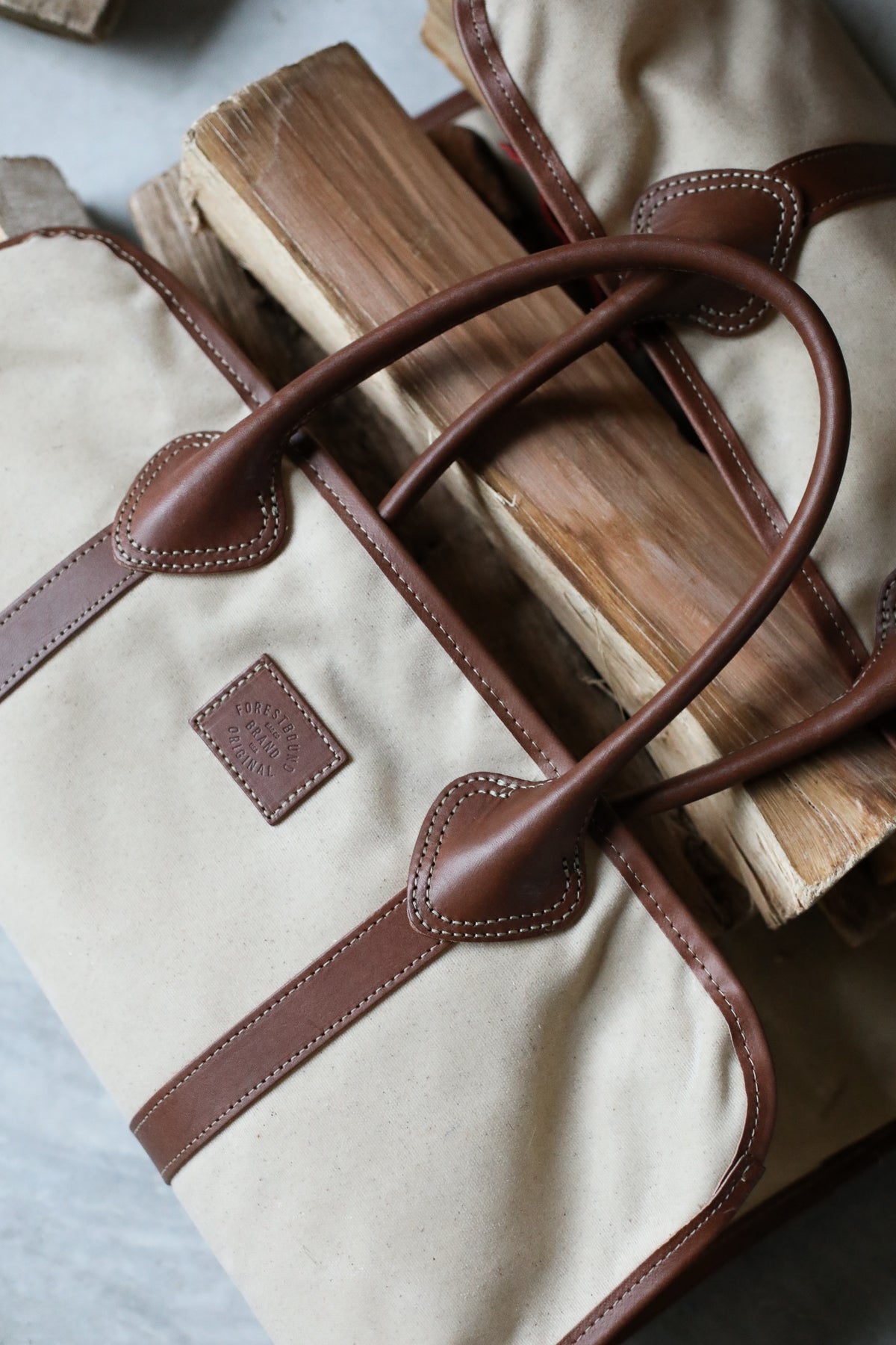 Waxed Canvas Log Carrier - Natural