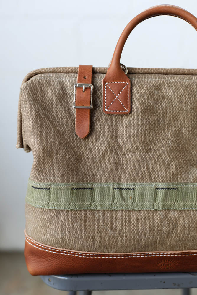 1940's era Salvaged Canvas Carryall