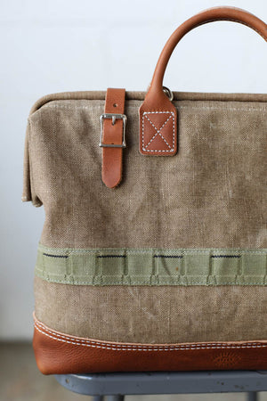 1940's era Salvaged Canvas Carryall