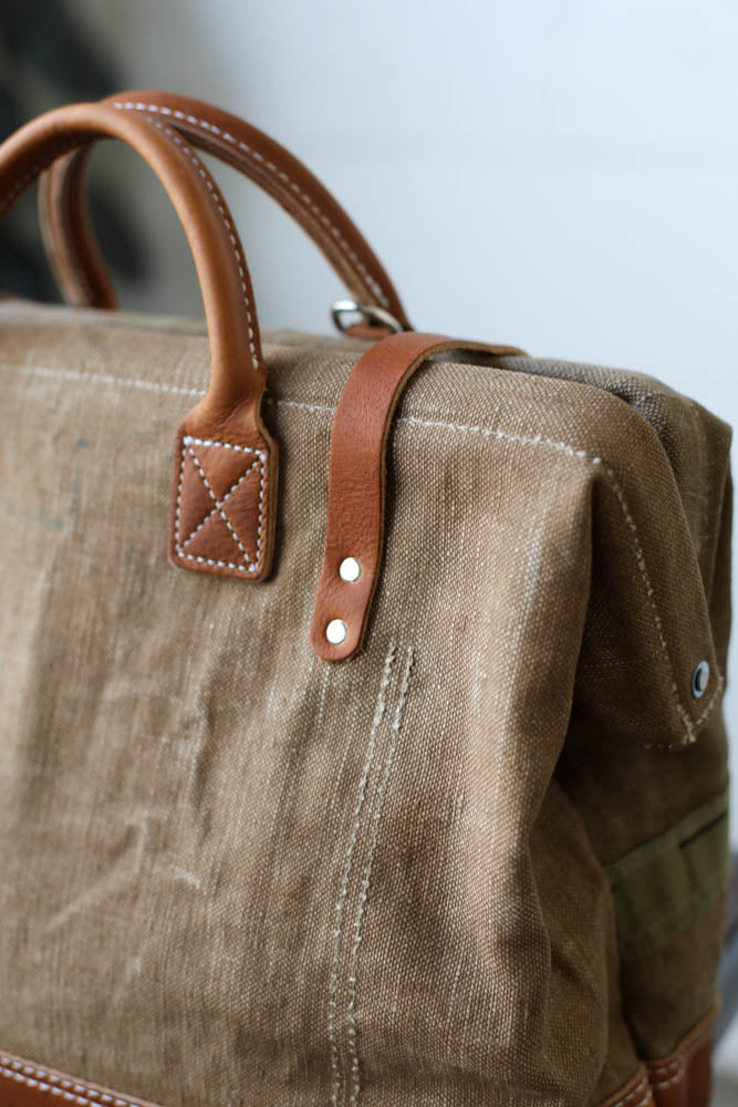 1940's era Salvaged Canvas Carryall