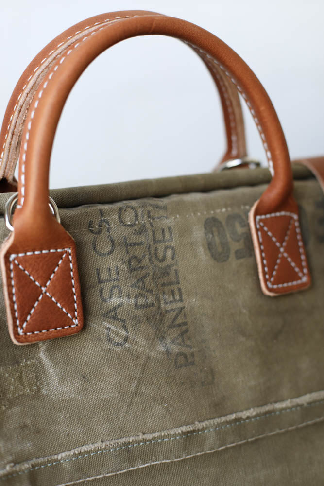 WWII era Salvaged Canvas Carryall