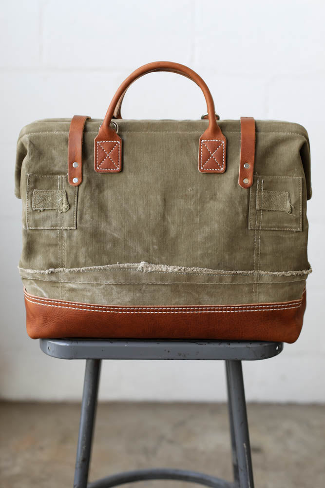 WWII era Salvaged Canvas Carryall