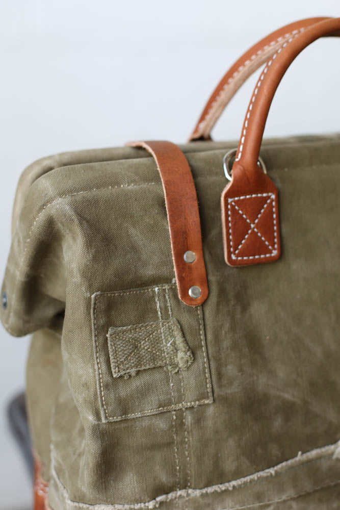 WWII era Salvaged Canvas Carryall