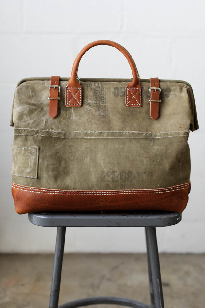 WWII era Salvaged Canvas Carryall