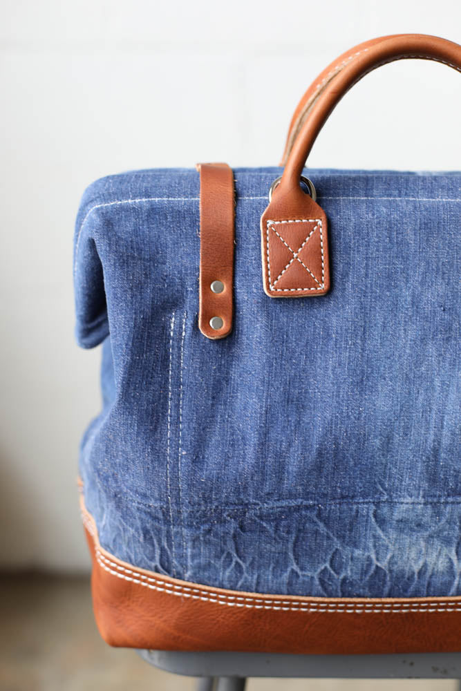 WWII era Salvaged Denim Carryall