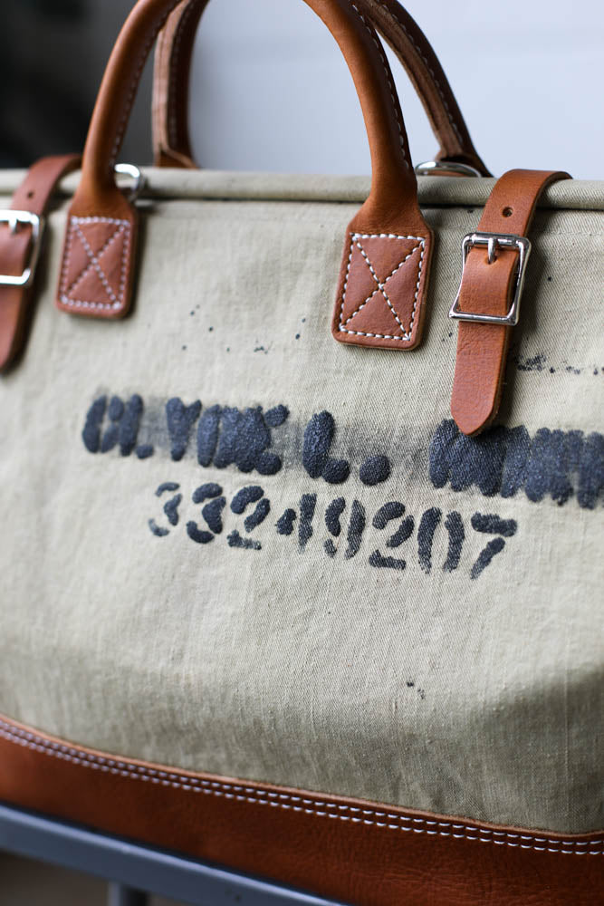 WWII era Salvaged Canvas Carryall