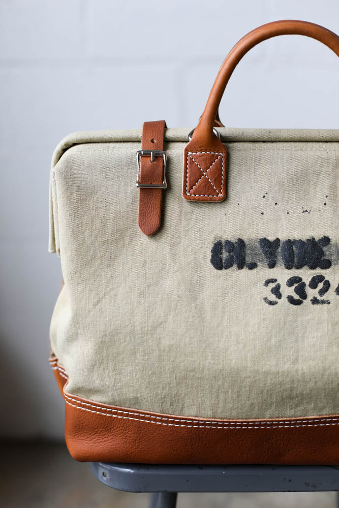 WWII era Salvaged Canvas Carryall