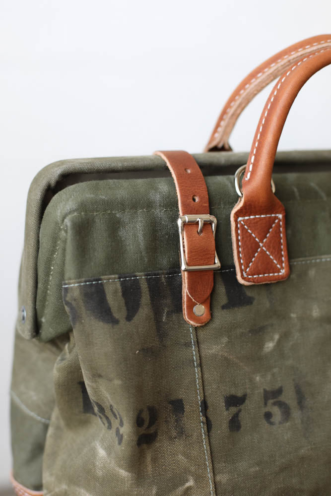 WWII era Salvaged Canvas Carryall