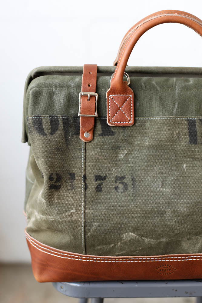 WWII era Salvaged Canvas Carryall