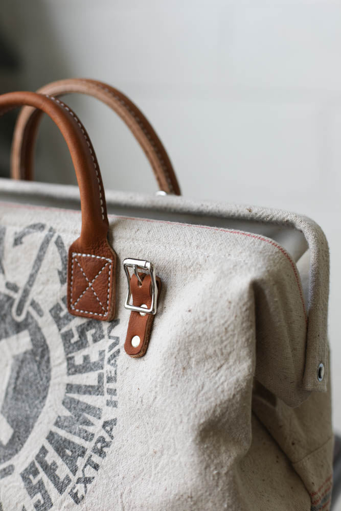 1950's era Salvaged Feedsack Carryall