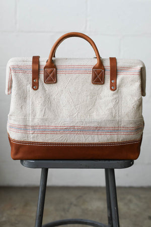 1950's era Salvaged Feedsack Carryall