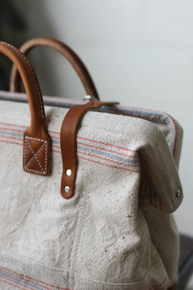1950's era Salvaged Feedsack Carryall