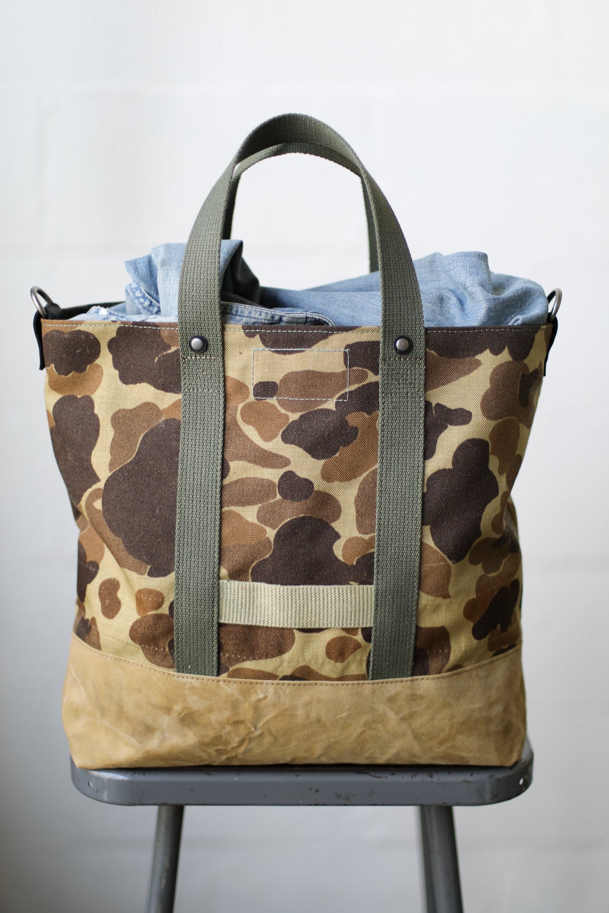 1960's era Salvaged Camo Tote Bag
