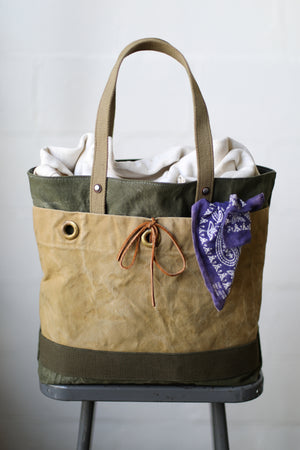 1940's era Salvaged Canvas Tote Bag