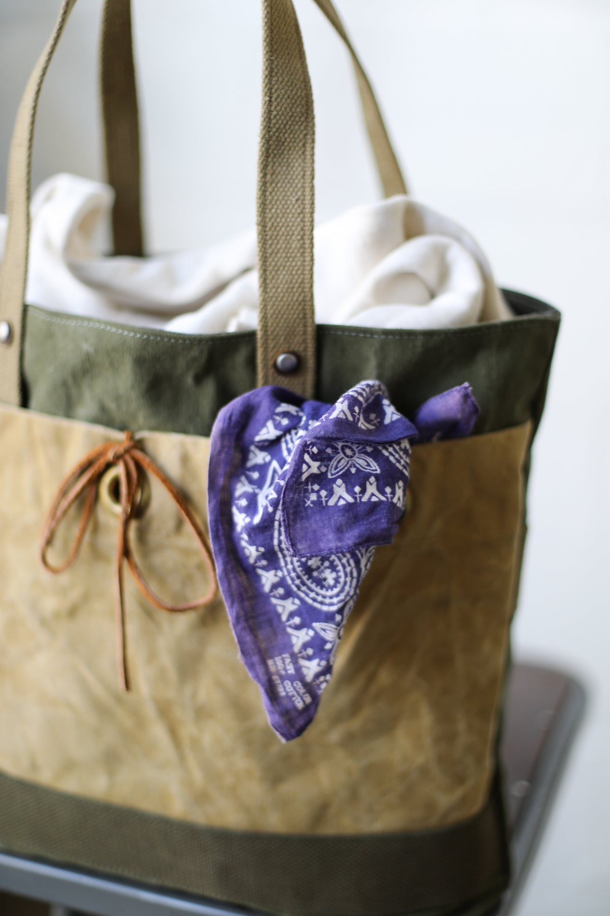 1940's era Salvaged Canvas Tote Bag