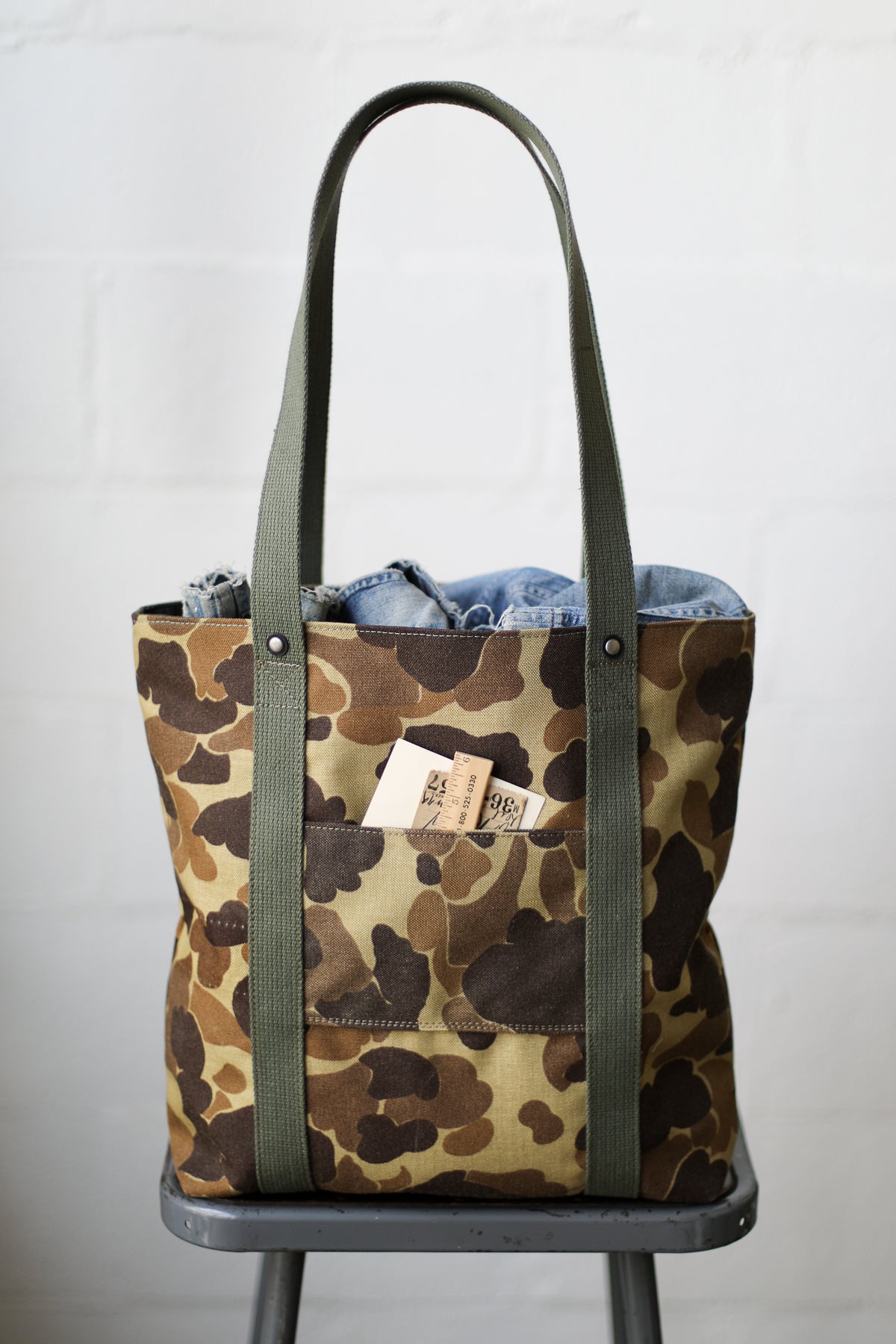1960's era Salvaged Camo Tote Bag