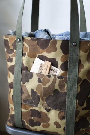 1960's era Salvaged Camo Tote Bag