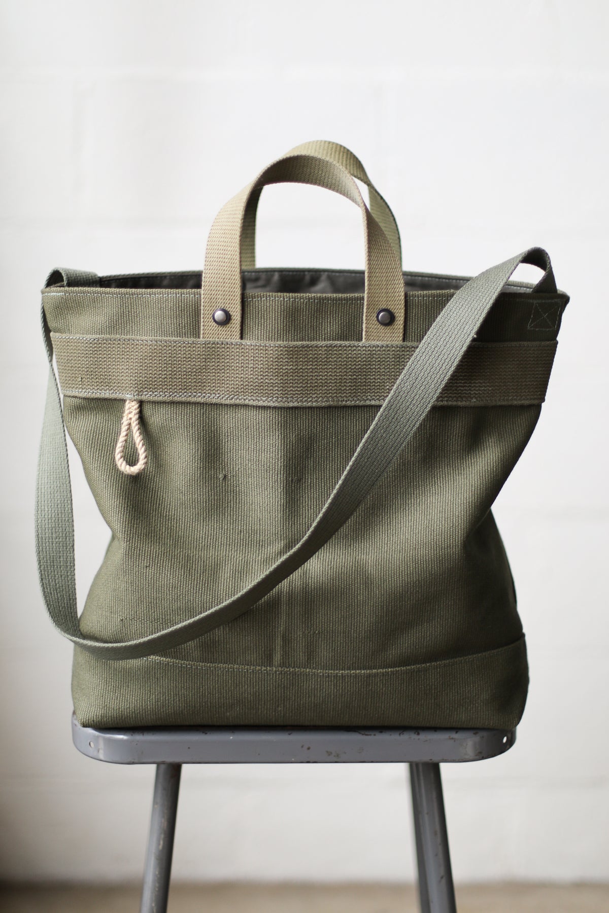 1940's era Salvaged Canvas Tote Bag