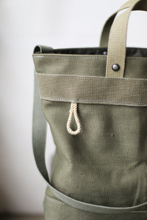 1940's era Salvaged Canvas Tote Bag