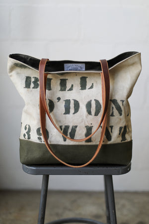 1940's era Salvaged USN Canvas Tote Bag