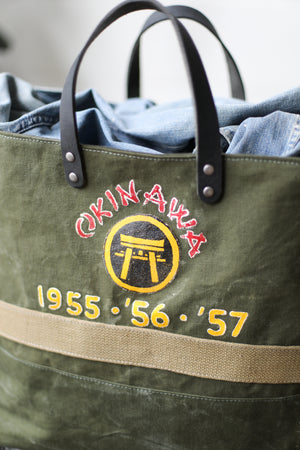 1950's era Salvaged Military Canvas Tote Bag