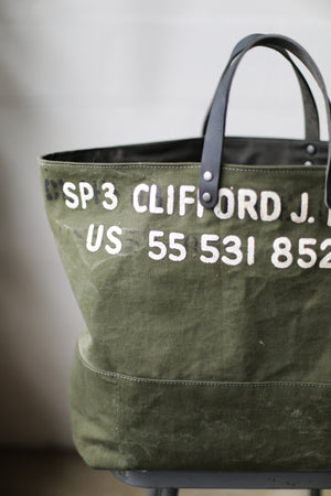 1950's era Salvaged Military Canvas Tote Bag