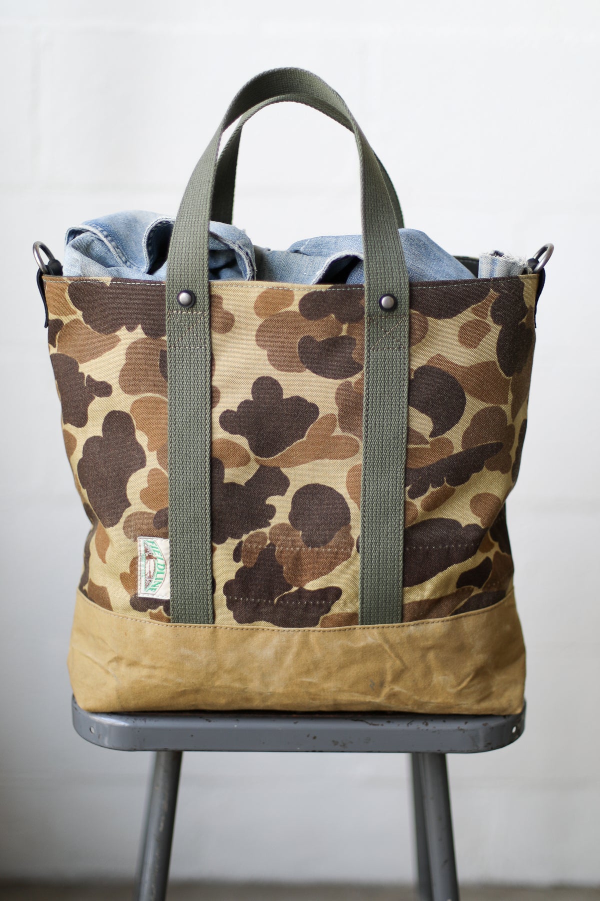 1960's era Salvaged Camo Tote Bag