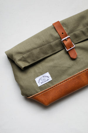 WWII era Salvaged Canvas Roll Top Dopp Kit