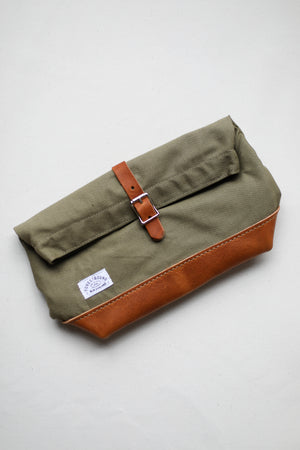 WWII era Salvaged Canvas Roll Top Dopp Kit