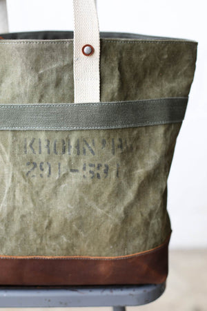 WWII era Salvaged Canvas Tote Bag