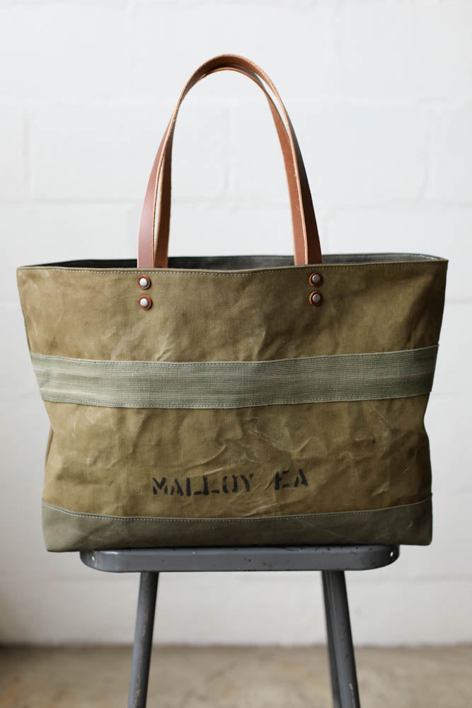 WWII era Salvaged Canvas Tote Bag