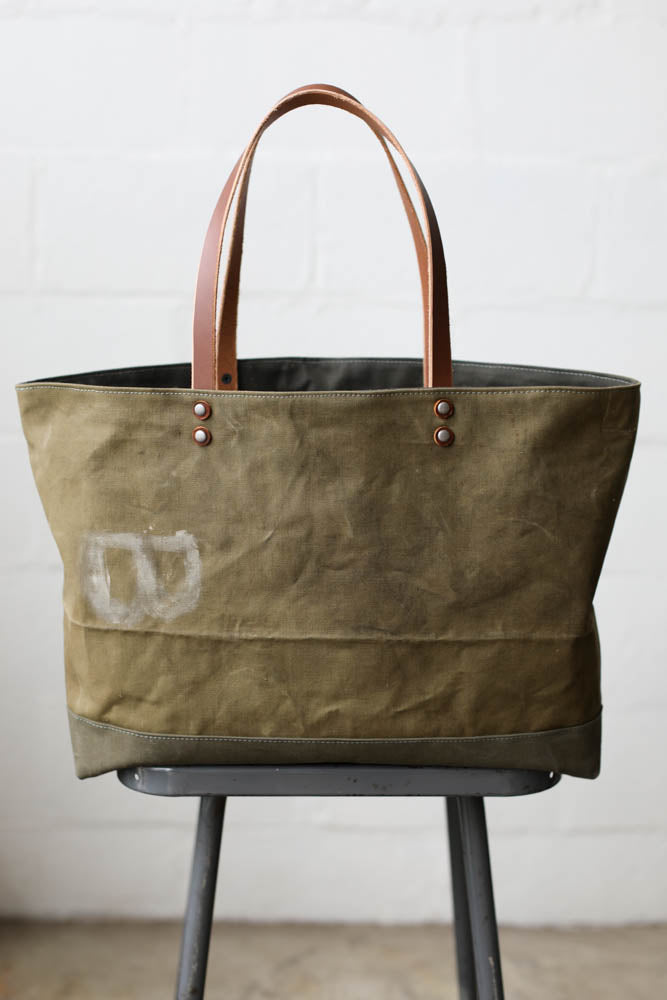 WWII era Salvaged Canvas Tote Bag