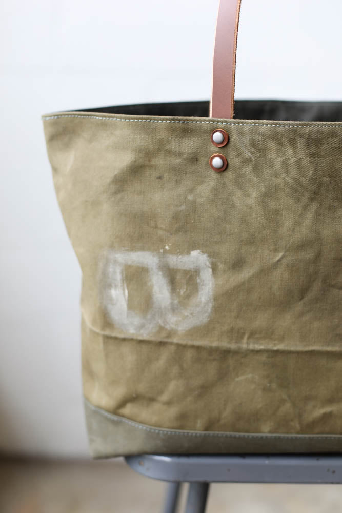 WWII era Salvaged Canvas Tote Bag