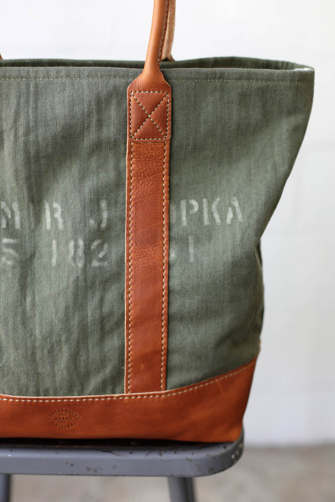 WWII era Salvaged Canvas Tote Bag